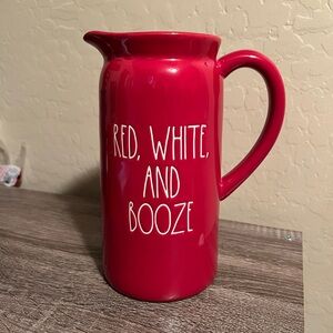 Rae Dunn Red White and Booze Ceramic Pitcher Fourth of July 4th NWOT